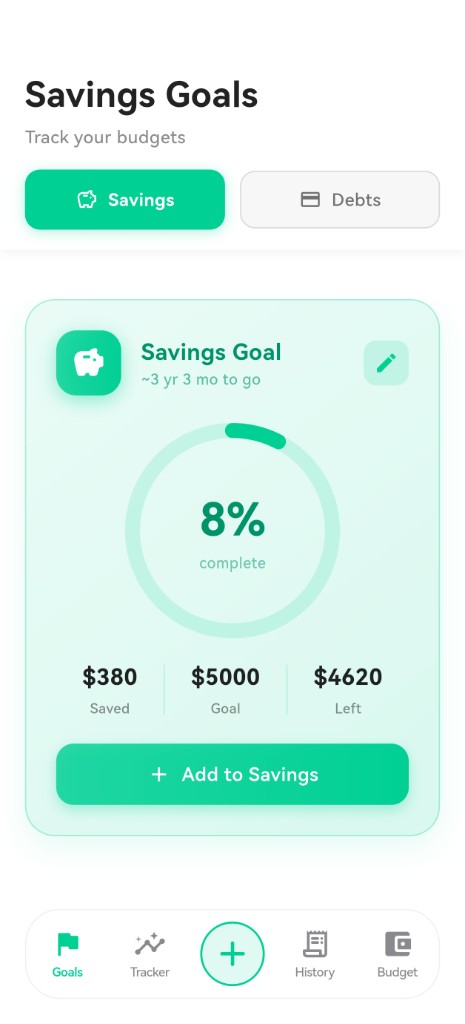 Vocca savings goals – track progress